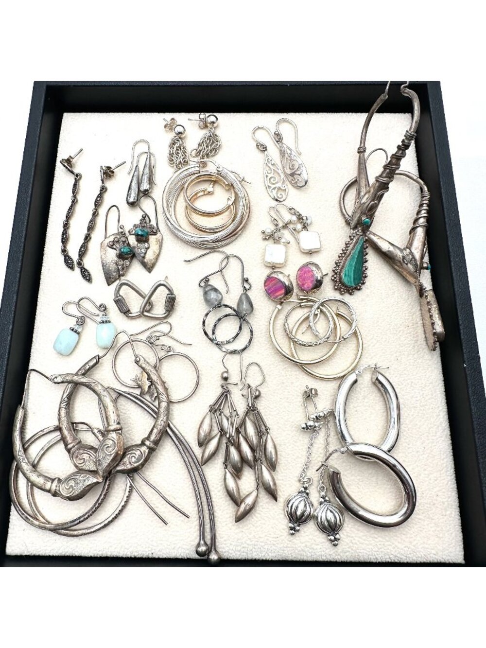 Sterling Silver Earrings Lot 96 Grams Wear Scrap or Resell All XRF Tested